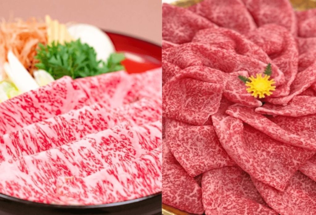Thinly sliced wagyu with vegetables