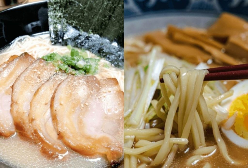 Tonkotsu ramen and soy-sauce-based ramen