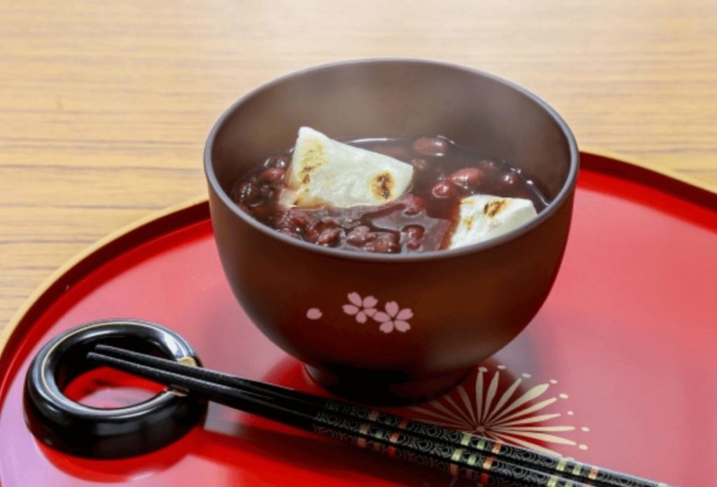 Zenzai (sweetened red bean soup).