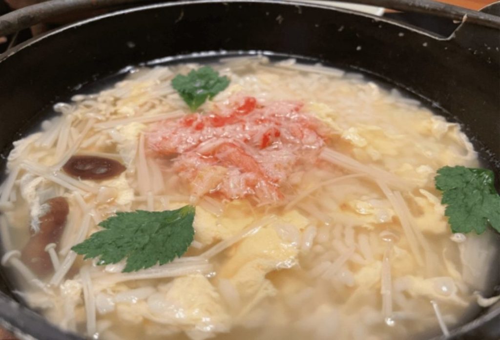 Rice porridge made with rice added after eating hot pot
